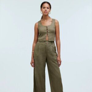 Madewell Scoopneck Crop Tank in 100% Linen in Distant Surplus